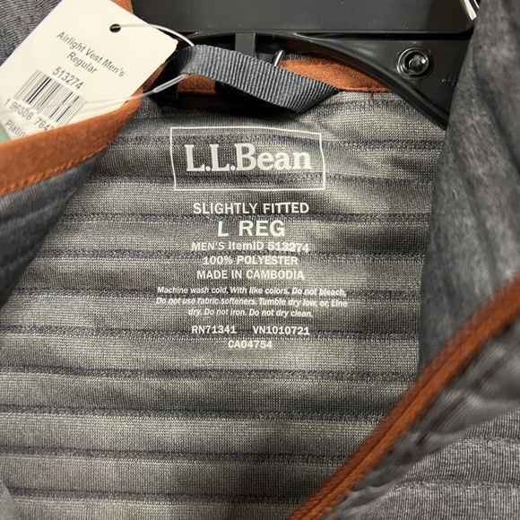 LL Bean Airlight Vest Men's Platinum Grey Full Zip Hiking Outdoor NWT - Picture 3 of 5
